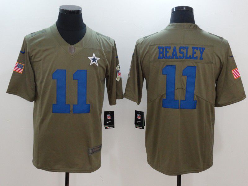 Men Dallas Cowboys #11 Beasley Blue Nike Olive Salute To Service Limited NFL Jersey->dallas cowboys->NFL Jersey